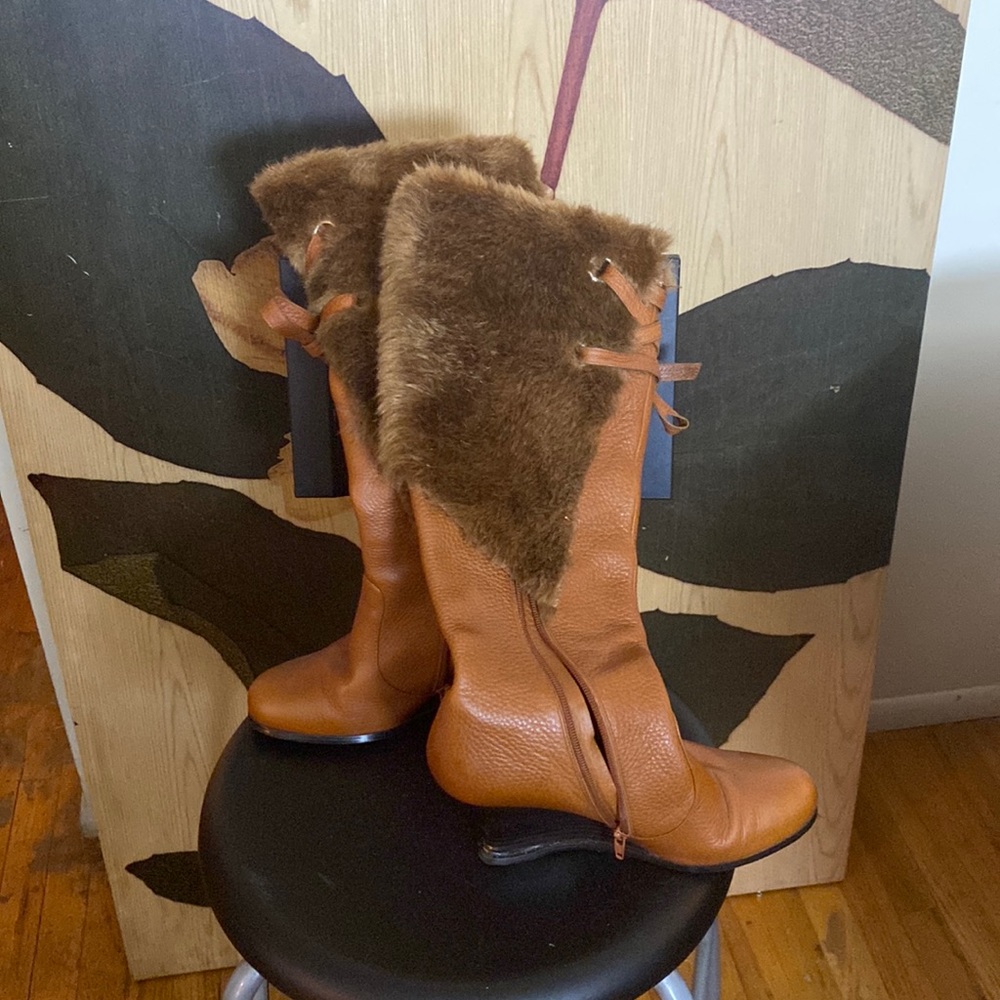 Knee high boots Cognac